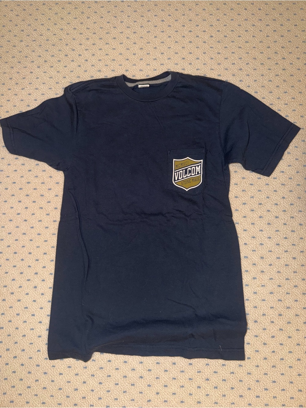 Volcom Men’s Navy Short Sleeve Pocket Tee with Shield Logo